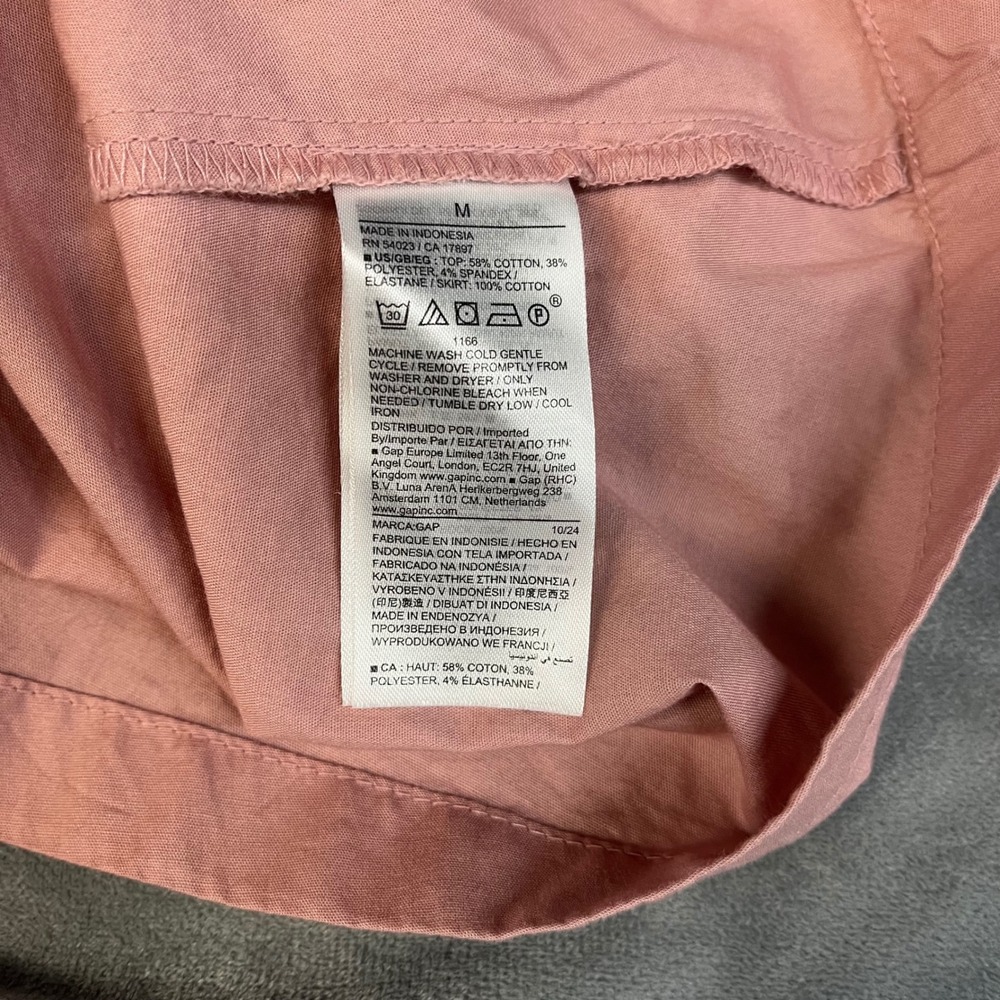 NWT Gap Women's Midi Dress Medium Pink Ribbed Top Cotton Short Sleeve - Picture 4 of 7